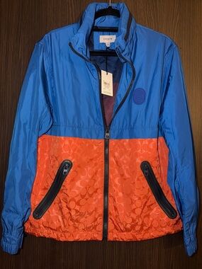 NWT Coach Blue and Orange Colorblock Lightweight Jacket